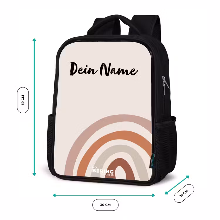 Ruwe regenboog naturel Rugzak - Zwart middel -productfoto_formaten