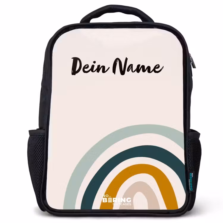 Ruwe regenboog aqua Rugzak - Zwart middel -3d