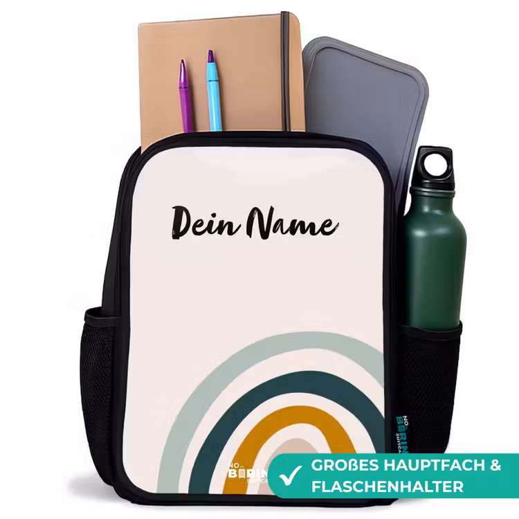 Ruwe regenboog aqua Rugzak - Zwart middel -inhoud_DE