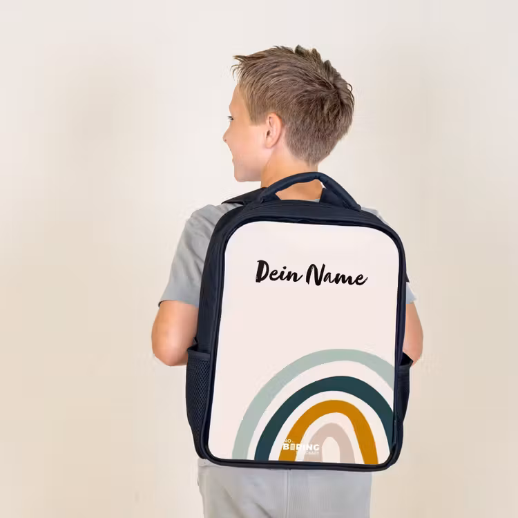 Ruwe regenboog aqua Rugzak - Zwart middel -sfeer2