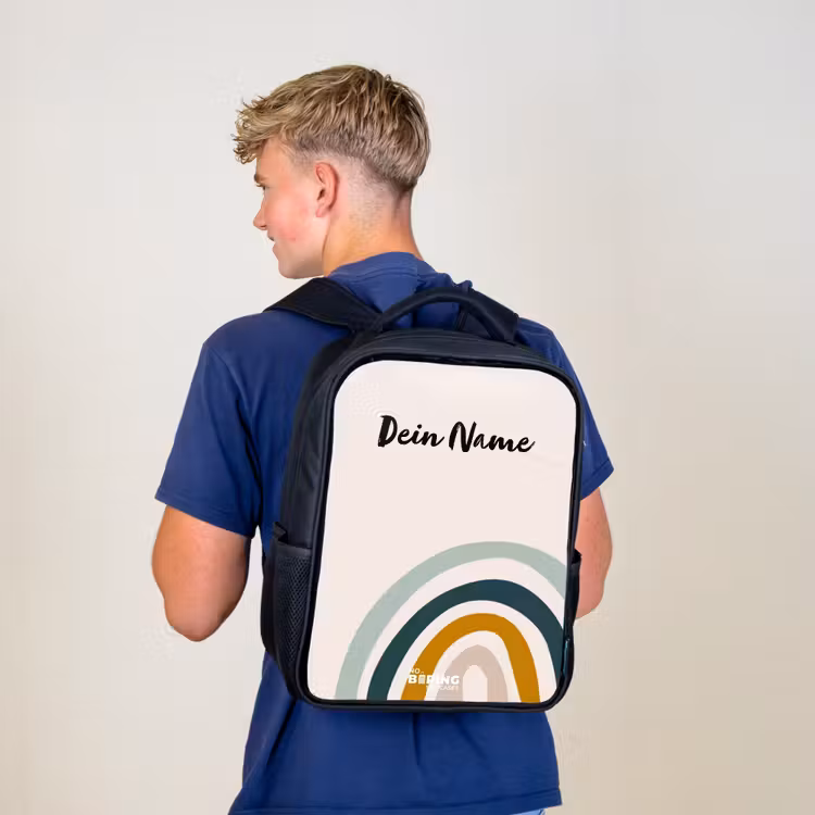 Ruwe regenboog aqua Rugzak - Zwart middel -sfeer8