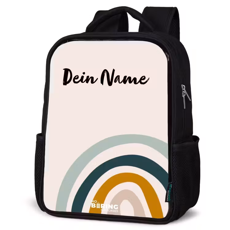 Ruwe regenboog aqua Rugzak - Zwart middel -schuin