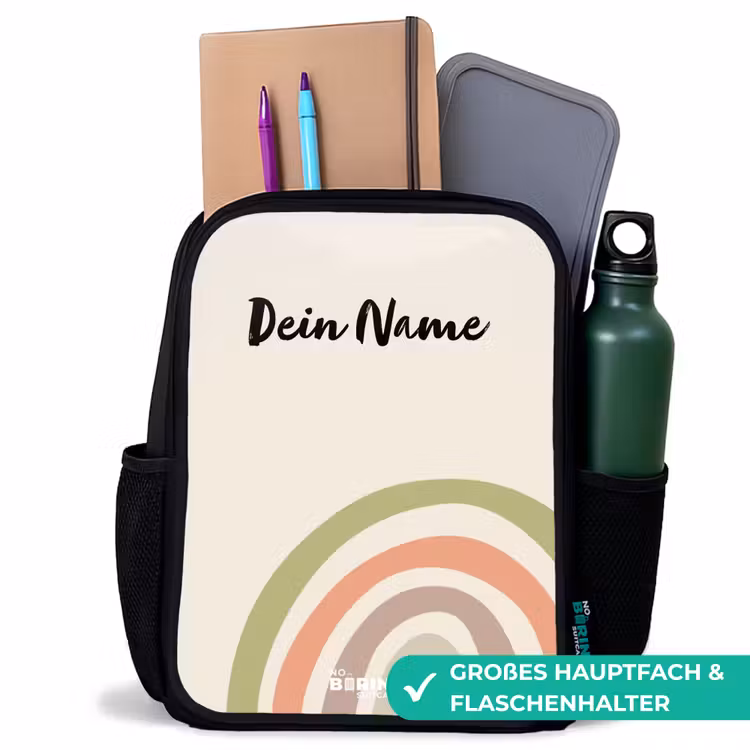 Ruwe regenboog pastel Rugzak - Zwart middel -inhoud_DE