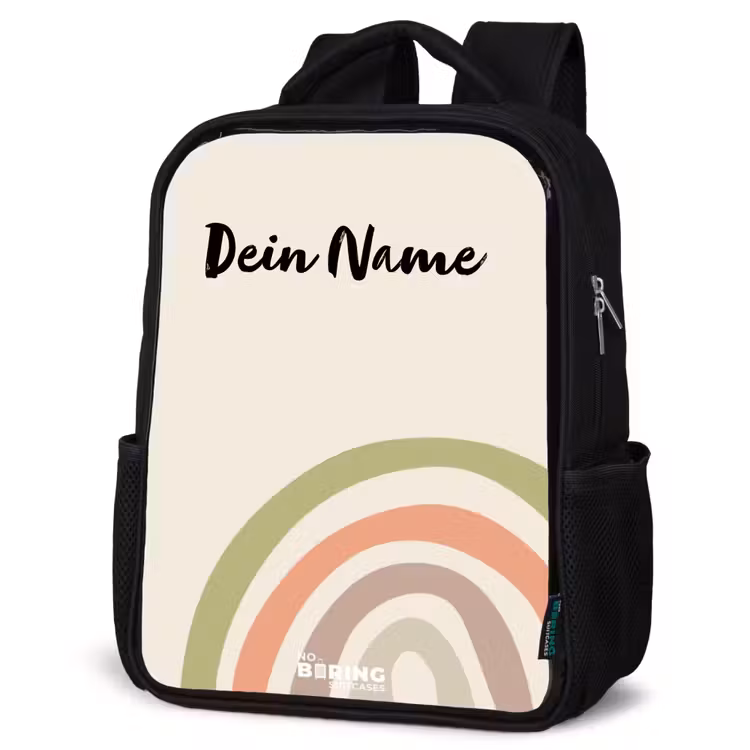 Ruwe regenboog pastel Rugzak - Zwart middel -schuin