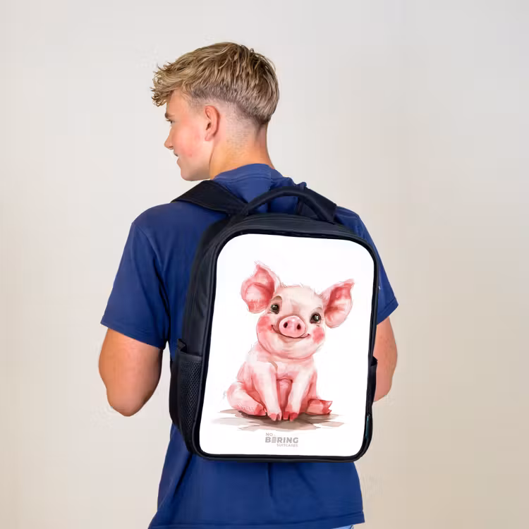 Roze baby varken Rugzak - Zwart middel -sfeer8