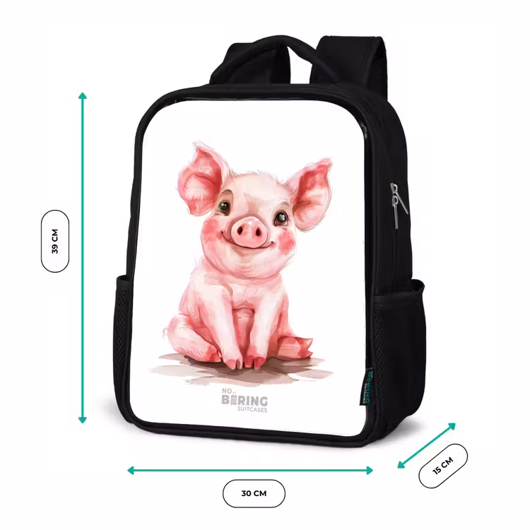 Roze baby varken Rugzak - Zwart middel -productfoto_formaten