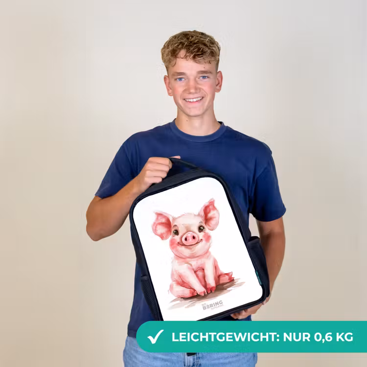 Roze baby varken Rugzak - Zwart middel -sfeer7_DE