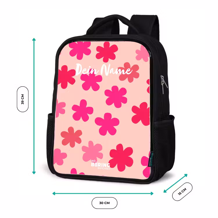 Roze bloemen Rugzak - Zwart middel -productfoto_formaten