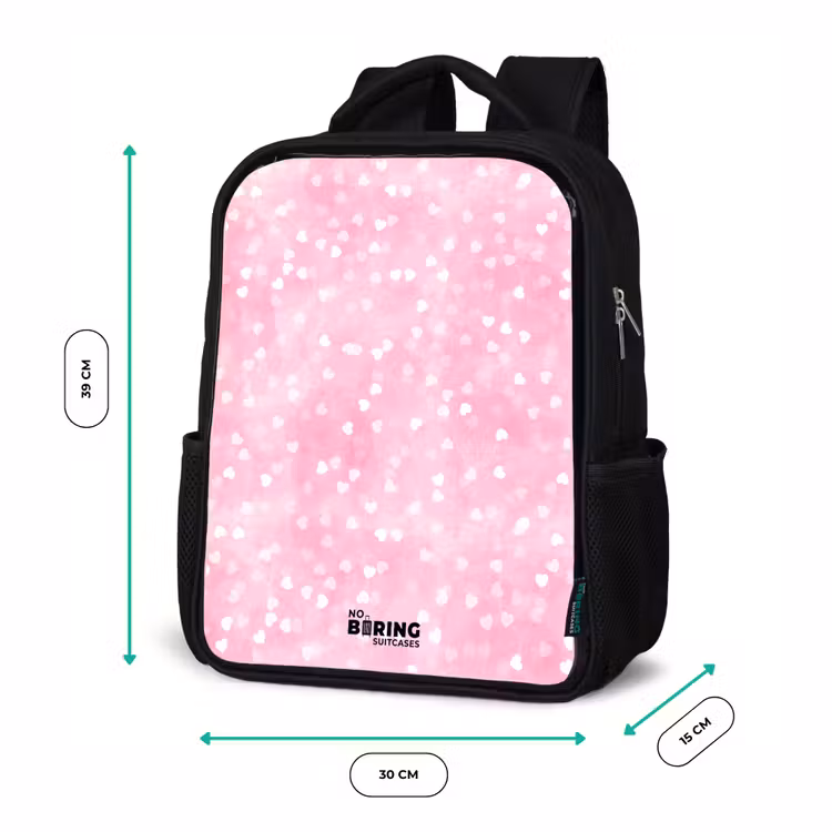 Roze glitter hartjes Rugzak - Zwart middel -productfoto_formaten