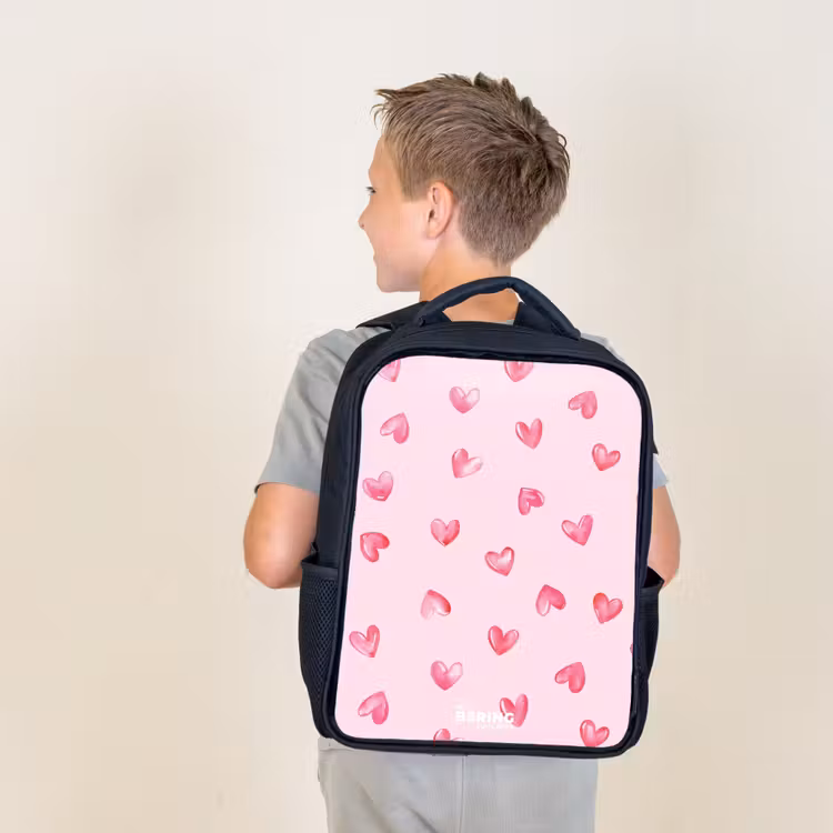 Roze hartjes Rugzak - Zwart middel -sfeer2