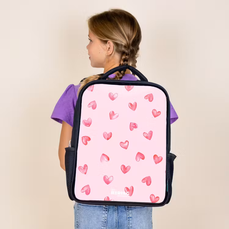 Roze hartjes Rugzak - Zwart middel -sfeer5