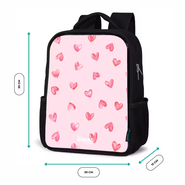 Roze hartjes Rugzak - Zwart middel -productfoto_formaten