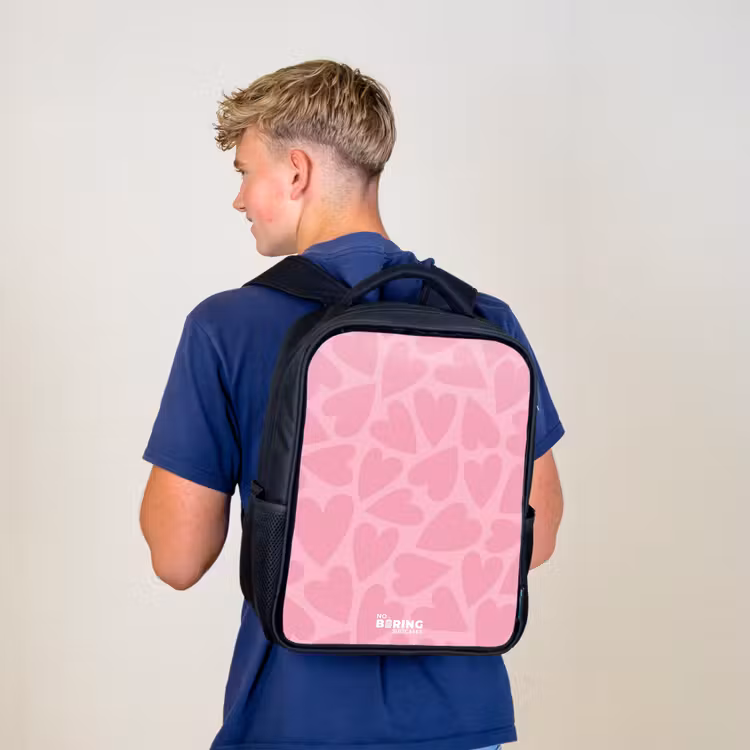 Roze hartjes patroon Rugzak - Zwart middel -sfeer8