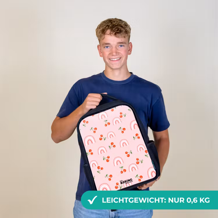 Roze met regenboog en kersen patroon Rugzak - Zwart middel -sfeer7_DE