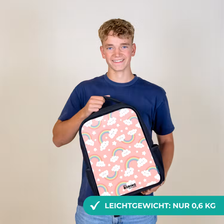 Roze met regenboog patroon Rugzak - Zwart middel -sfeer7_DE
