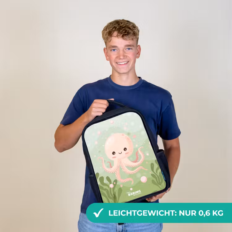 Roze octopus met een lach Rugzak - Zwart middel -sfeer7_DE