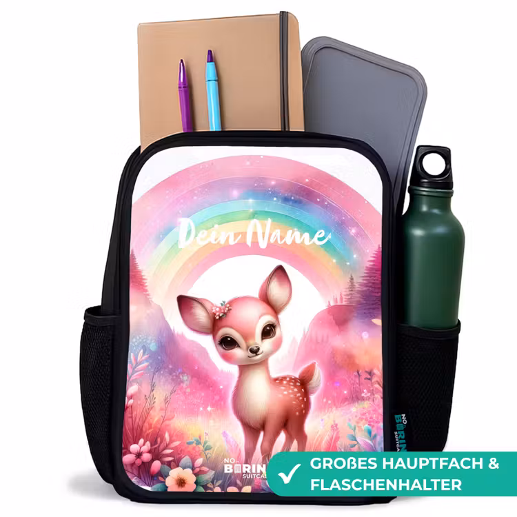 Roze reebokje Rugzak - Zwart middel -inhoud_DE