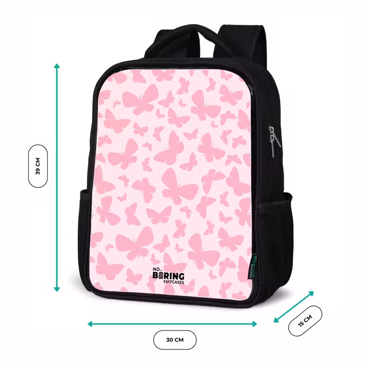 Roze vlinders Rugzak - Zwart middel -productfoto_formaten