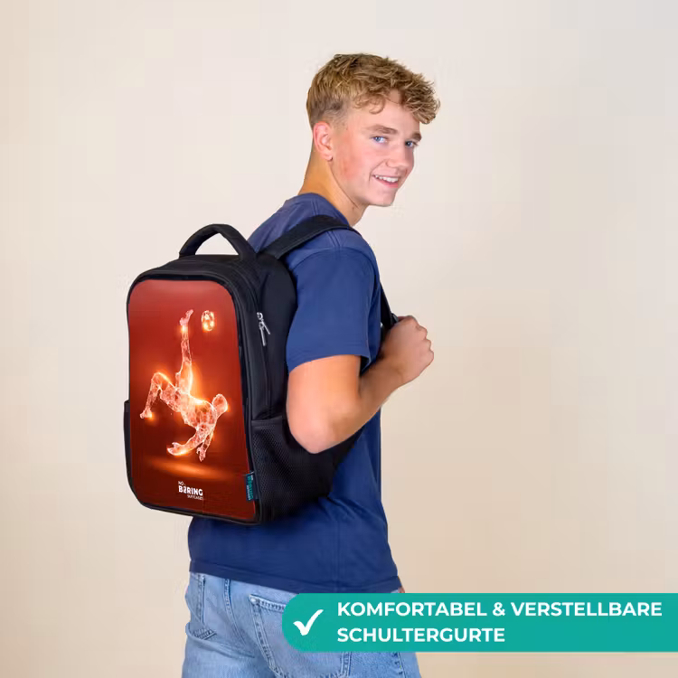 Rood gloeiende voetballer in actie Rugzak - Zwart middel -sfeer9_DE