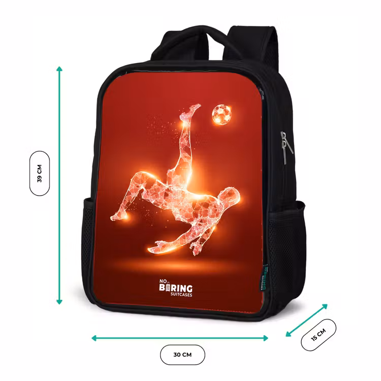 Rood gloeiende voetballer in actie Rugzak - Zwart middel -productfoto_formaten