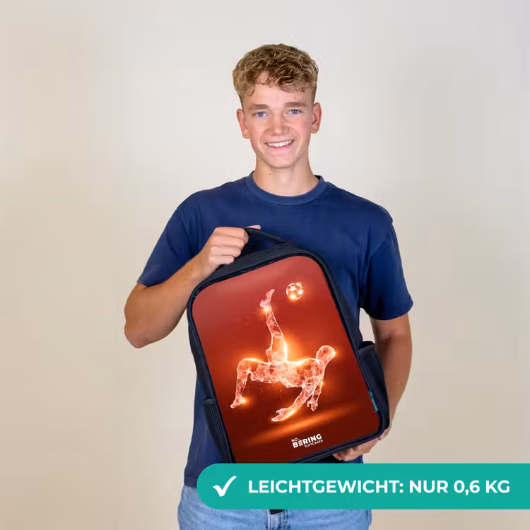 Rood gloeiende voetballer in actie Rugzak - Zwart middel -sfeer7_DE