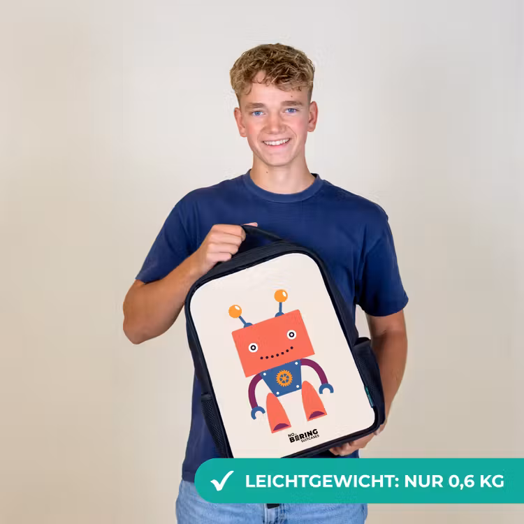Rode robot met vierkant hoofd Rugzak - Zwart middel -sfeer7_DE