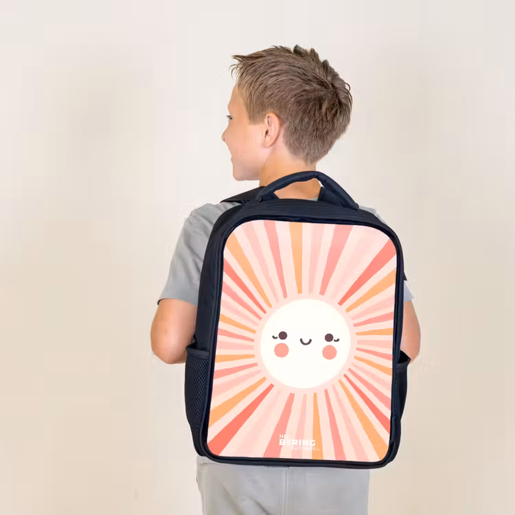 Ronde zon met gezicht Rugzak - Zwart middel -sfeer2