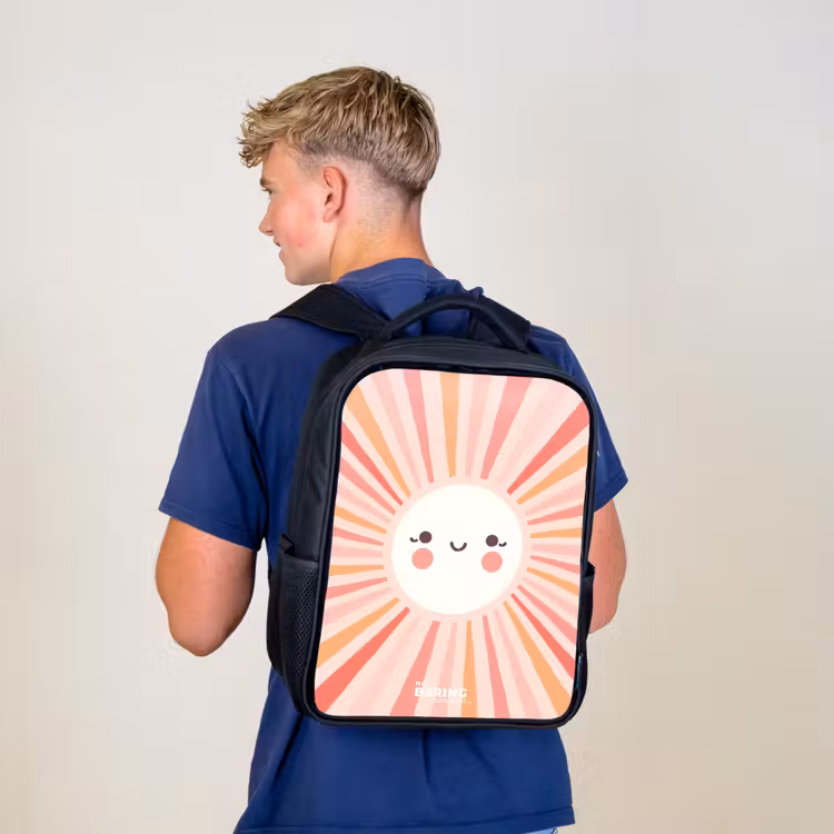 Ronde zon met gezicht Rugzak - Zwart middel -sfeer8