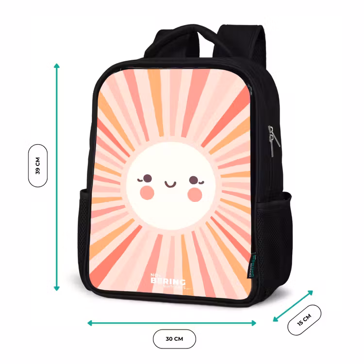 Ronde zon met gezicht Rugzak - Zwart middel -productfoto_formaten