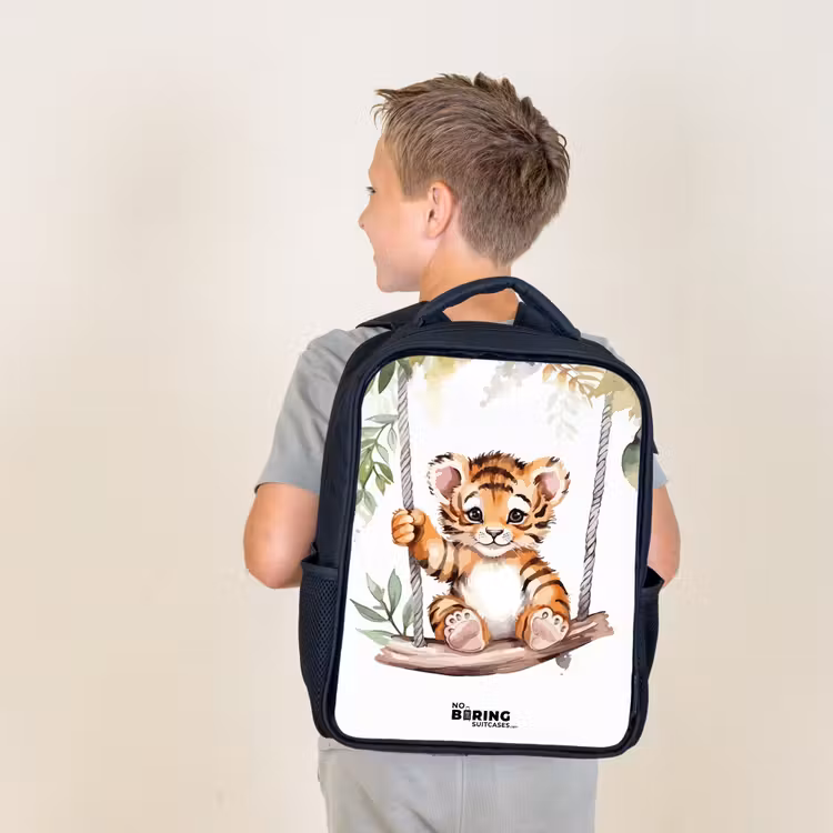 Schommelend tijgerwelpje waterverf tekening Rugzak - Zwart middel -sfeer2