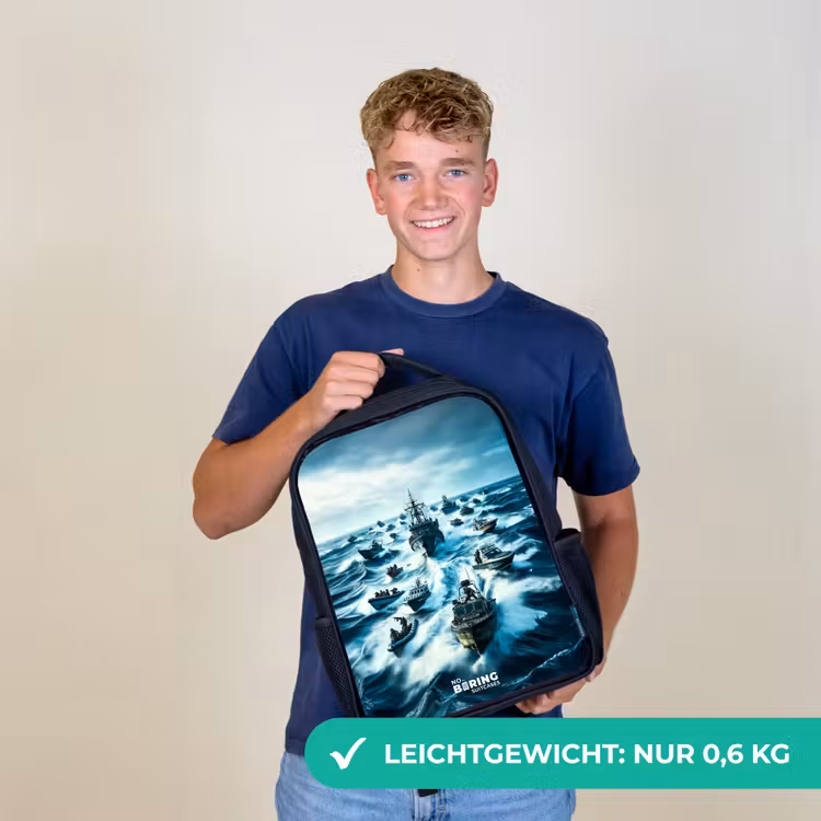 Schepen in de zee Rugzak - Zwart middel -sfeer7_DE