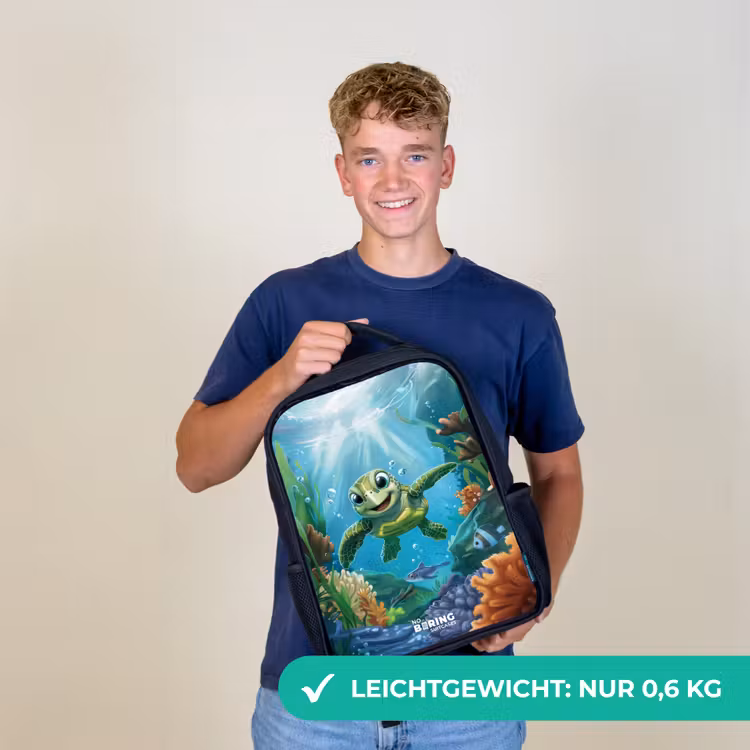 Groene schildpad aan het zwemmen Rugzak - Zwart middel -sfeer7_DE