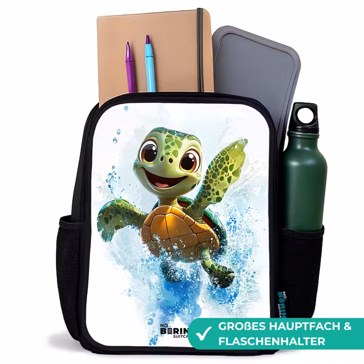 Schildpad - Water - Groen Rugzak - Zwart middel -inhoud_DE
