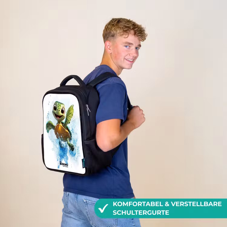 Schildpad - Water - Groen Rugzak - Zwart middel -sfeer9_DE