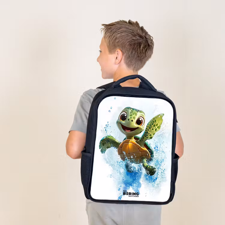 Schildpad - Water - Groen Rugzak - Zwart middel -sfeer2