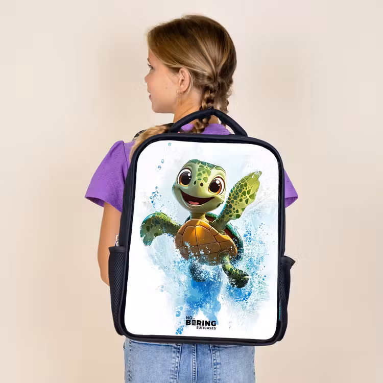 Schildpad - Water - Groen Rugzak - Zwart middel -sfeer5