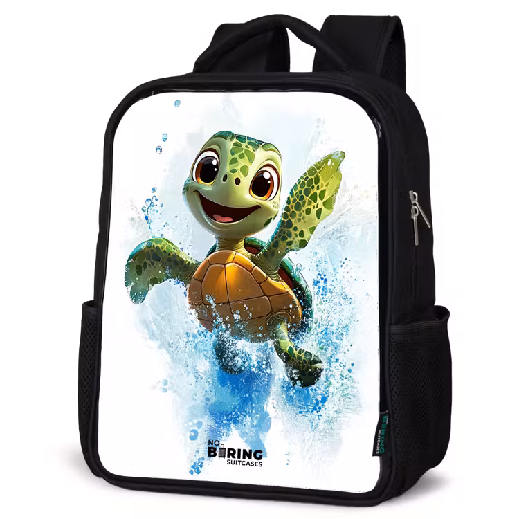 Schildpad - Water - Groen Rugzak - Zwart middel -schuin