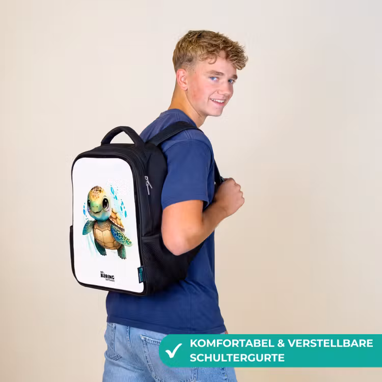 Schildpad - Waterverf - Kleuren - Dieren Rugzak - Zwart middel -sfeer9_DE