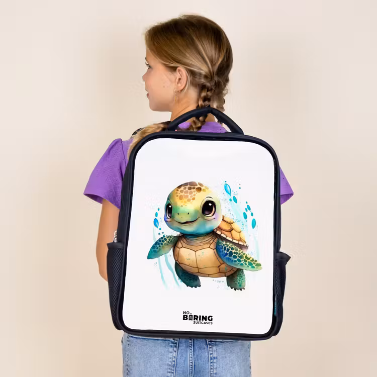 Schildpad - Waterverf - Kleuren - Dieren Rugzak - Zwart middel -sfeer5