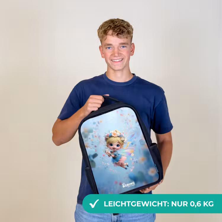 Vlinderfee in Bloemenlucht Rugzak - Zwart middel -sfeer7_DE