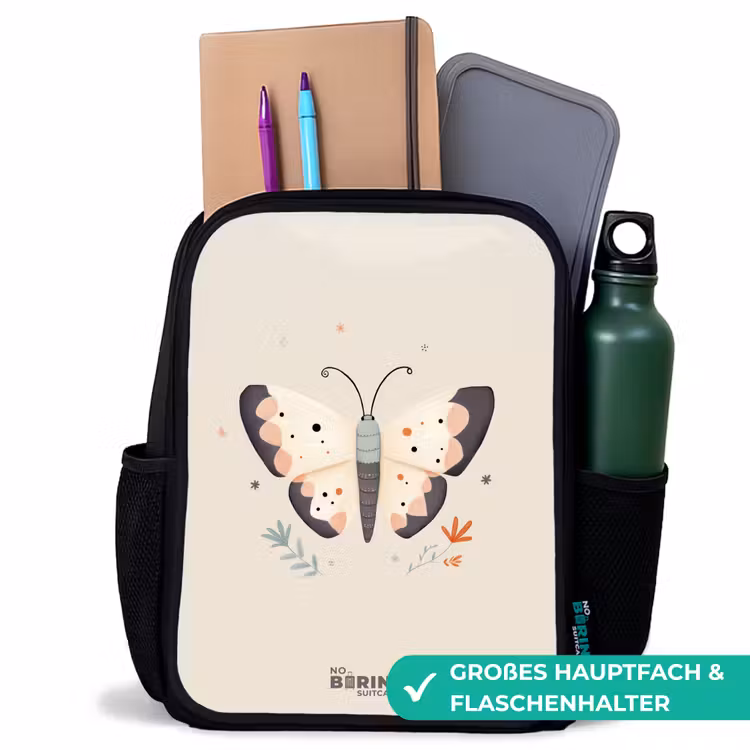 Vlinder in neutrale pastel kleuren Rugzak - Zwart middel -inhoud_DE