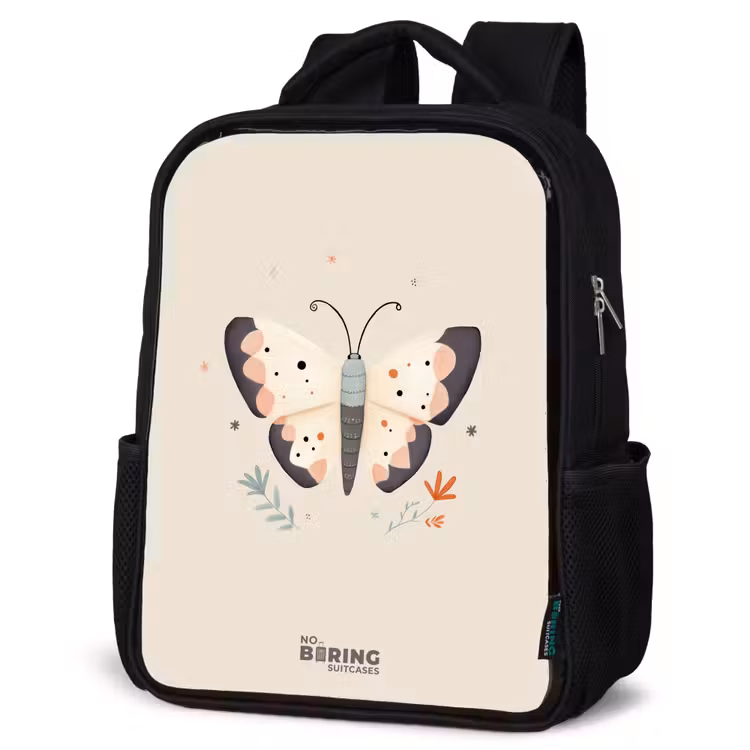Vlinder in neutrale pastel kleuren Rugzak - Zwart middel -schuin