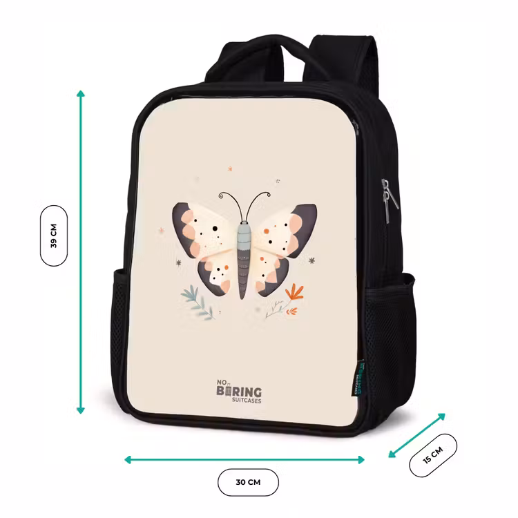 Vlinder in neutrale pastel kleuren Rugzak - Zwart middel -productfoto_formaten