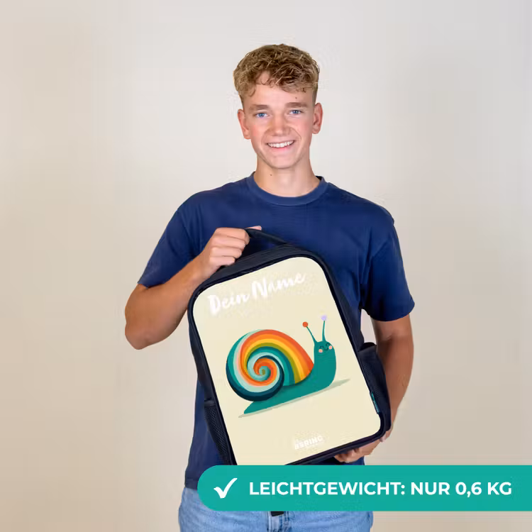 Slak - Regenboog - Kleurrijk Rugzak - Zwart middel -sfeer7_DE
