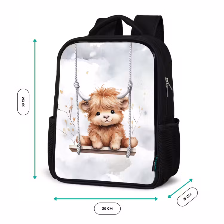 Schotse hooglander - Dier - Kinderen Rugzak - Zwart middel -productfoto_formaten