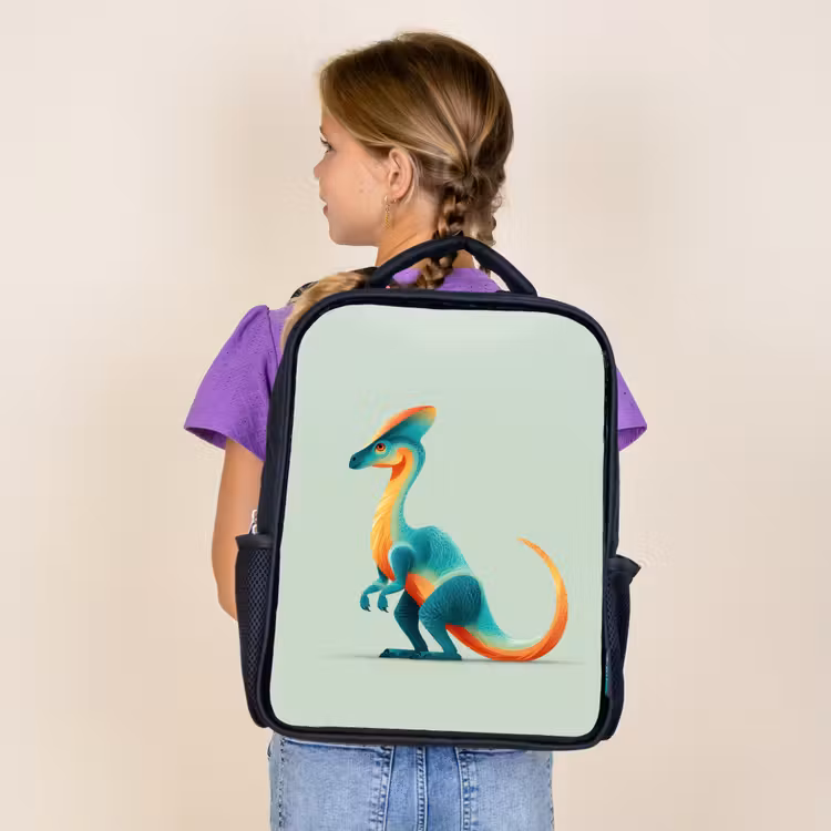 Staart - Dino - Minimalistisch - Blauw Rugzak - Zwart middel -sfeer5