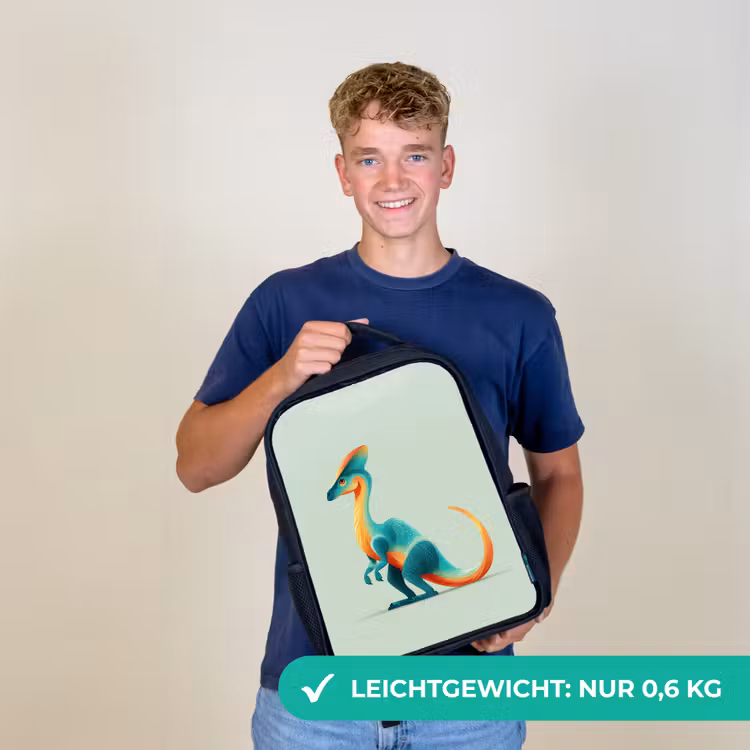 Staart - Dino - Minimalistisch - Blauw Rugzak - Zwart middel -sfeer7_DE