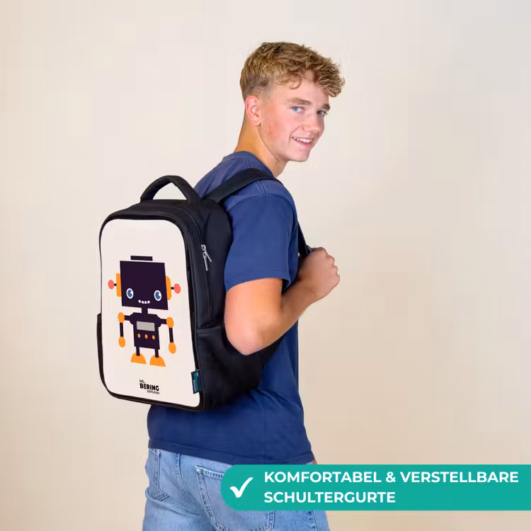 Zwarte robot met oranje accenten Rugzak - Zwart middel -sfeer9_DE