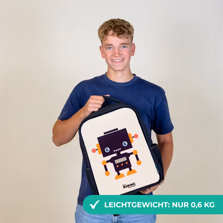 Zwarte robot met oranje accenten Rugzak - Zwart middel -sfeer7_DE