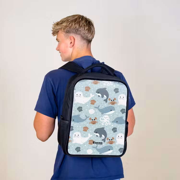 Zee dieren patroon kleurrijk Rugzak - Zwart middel -sfeer8
